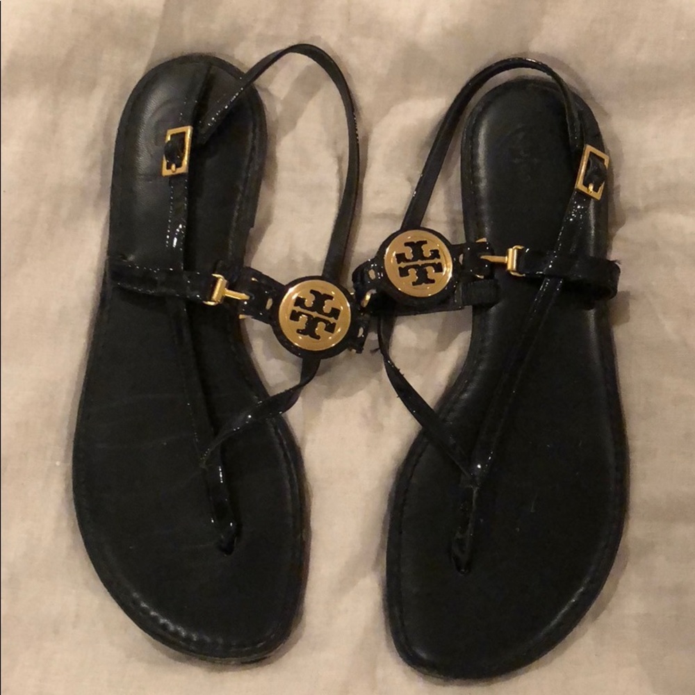 Tory Burch Black Patent Sandals